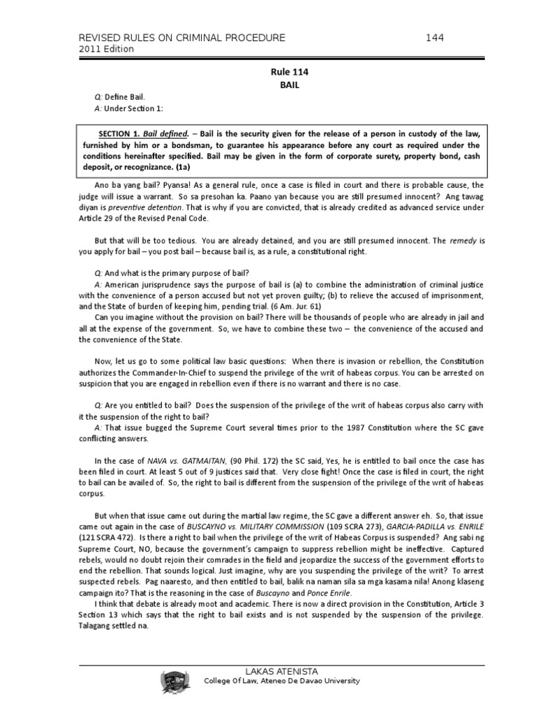 Understanding Bail in Criminal Procedure | PDF | Bail | Criminal ...