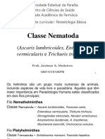 Classe Nematoda e suas principais espécies parasitas humanas