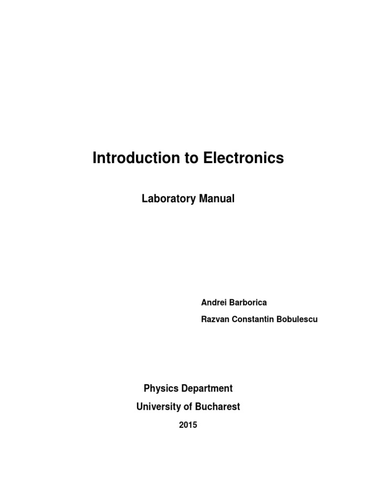 Introduction To Electronics: Laboratory Manual | PDF | Field Effect ...