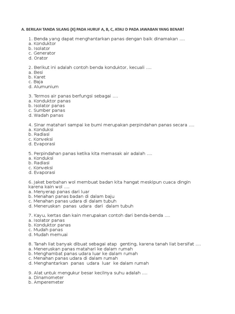 Lat Soal Smt 2 Panas Dan Perpindahannya