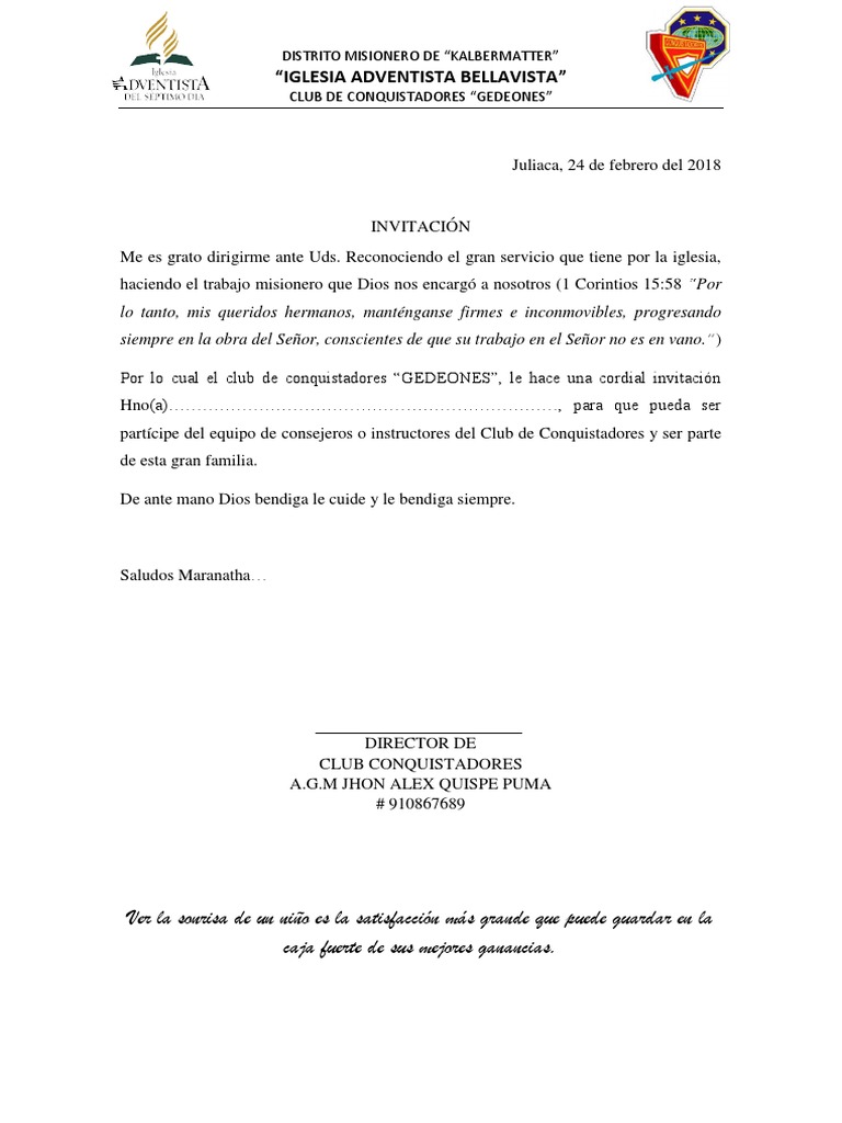 Carta de Invitacion | PDF, image size:768x1024