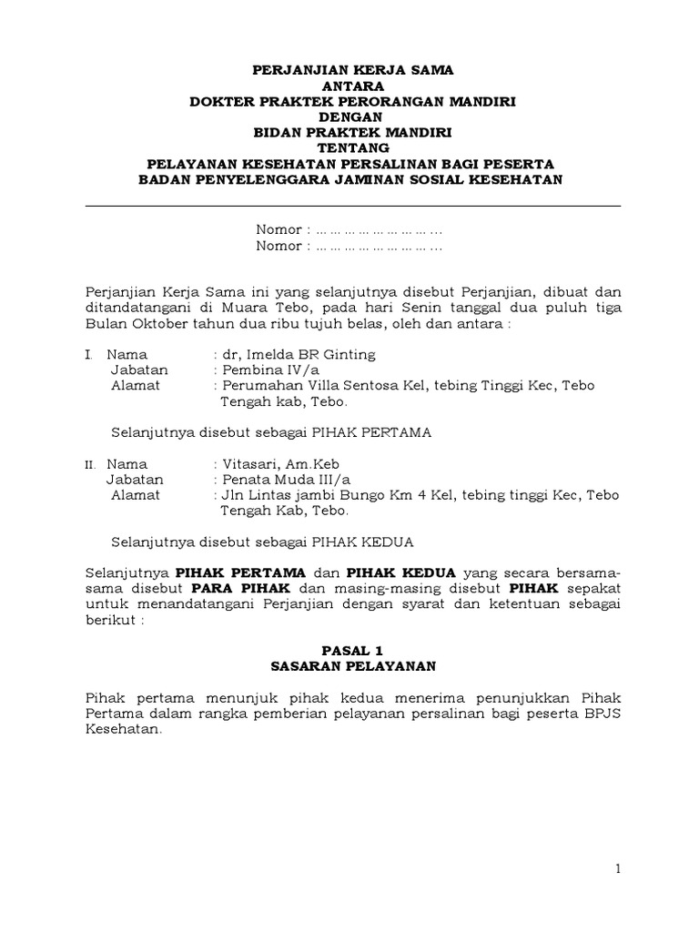 MOU Bidan Dengan Klinik Fix