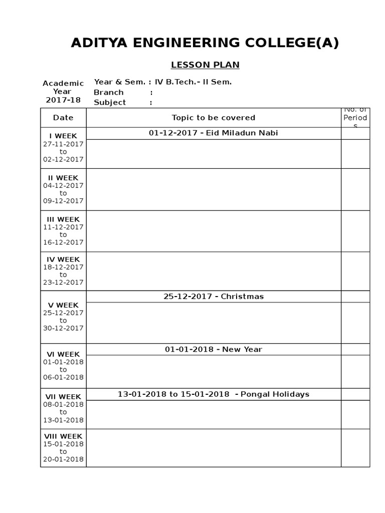 Engineering College Lesson Plan 2017-18 | PDF
