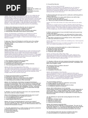 Psychiatric Nursing questions with rationale