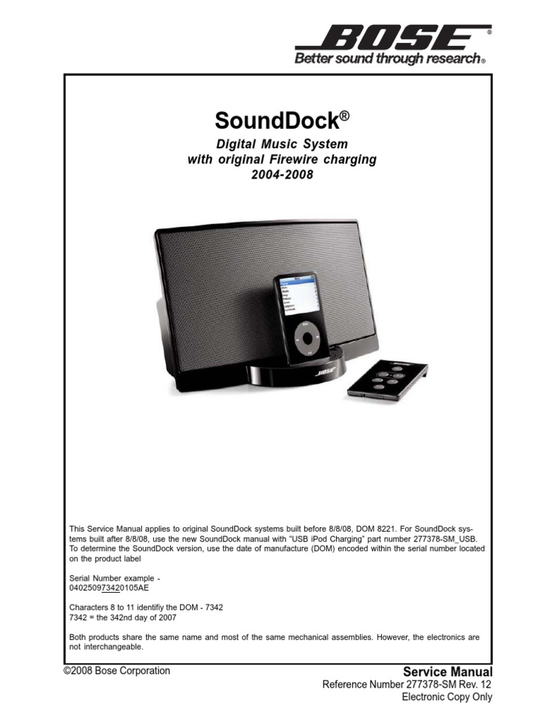 Bose Sounddock Service Manual Pdf Electrostatic Discharge I Pod