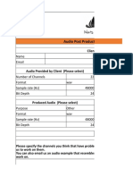 Audio Post Production Specification Form