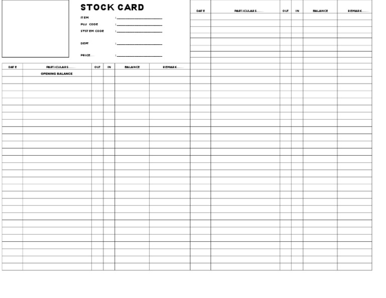 PLU Card Stock Management Template | PDF | Business | Finance & Money ...