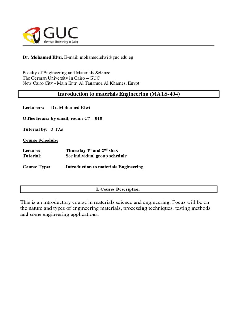 Course Outline MAT 404 2018 | PDF | Materials Science | Crystal