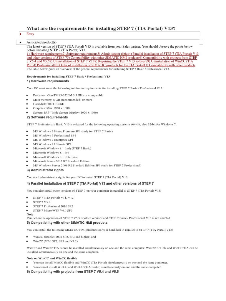 What Are The Requirements For Installing STEP 7 | PDF | Windows 7 ...
