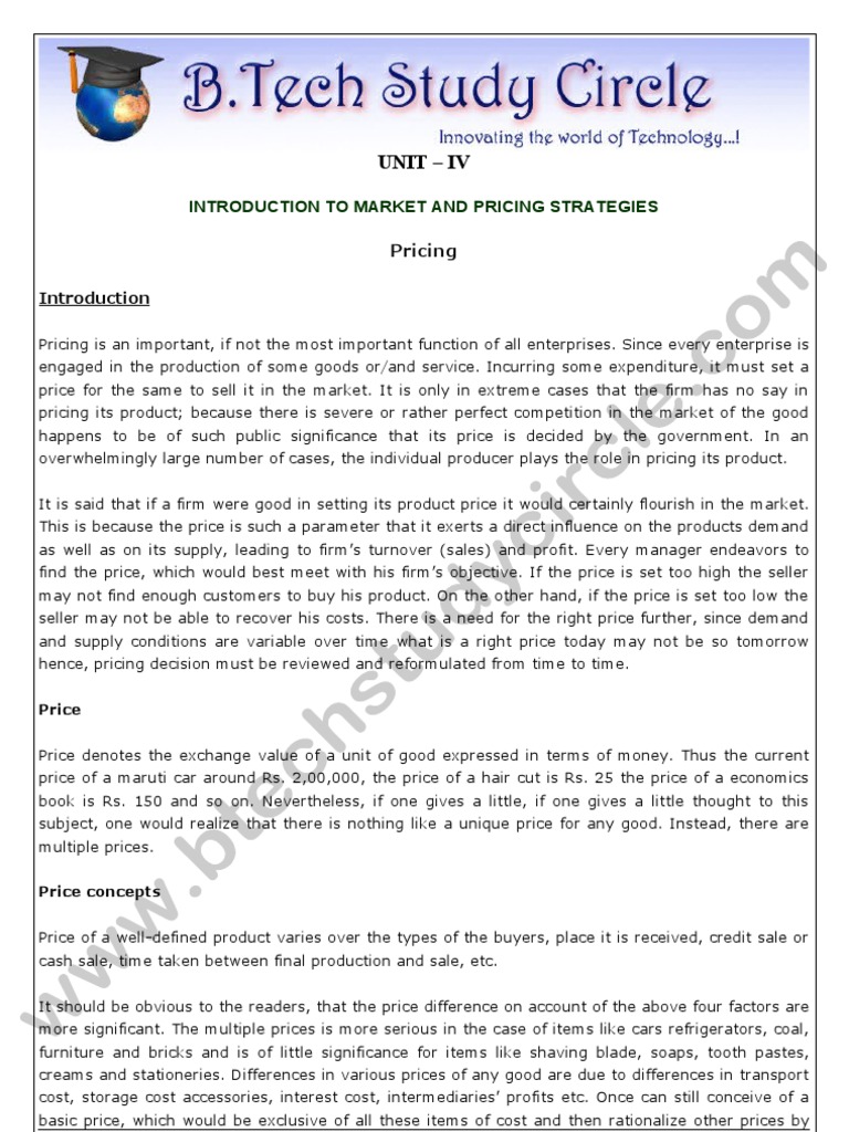 Market and Pricing Strategies Explained | PDF | Monopoly | Perfect ...