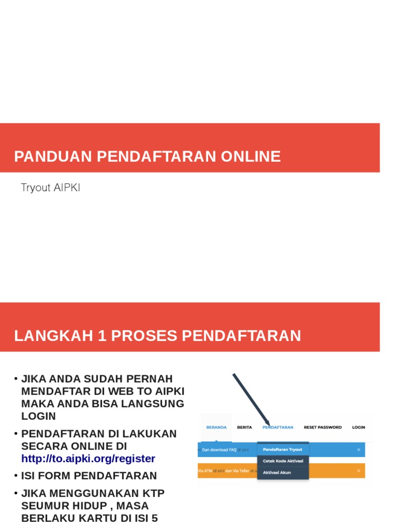 Panduan Daftar Online Tryout Aipki Pdf Bisnis Pengelolaan