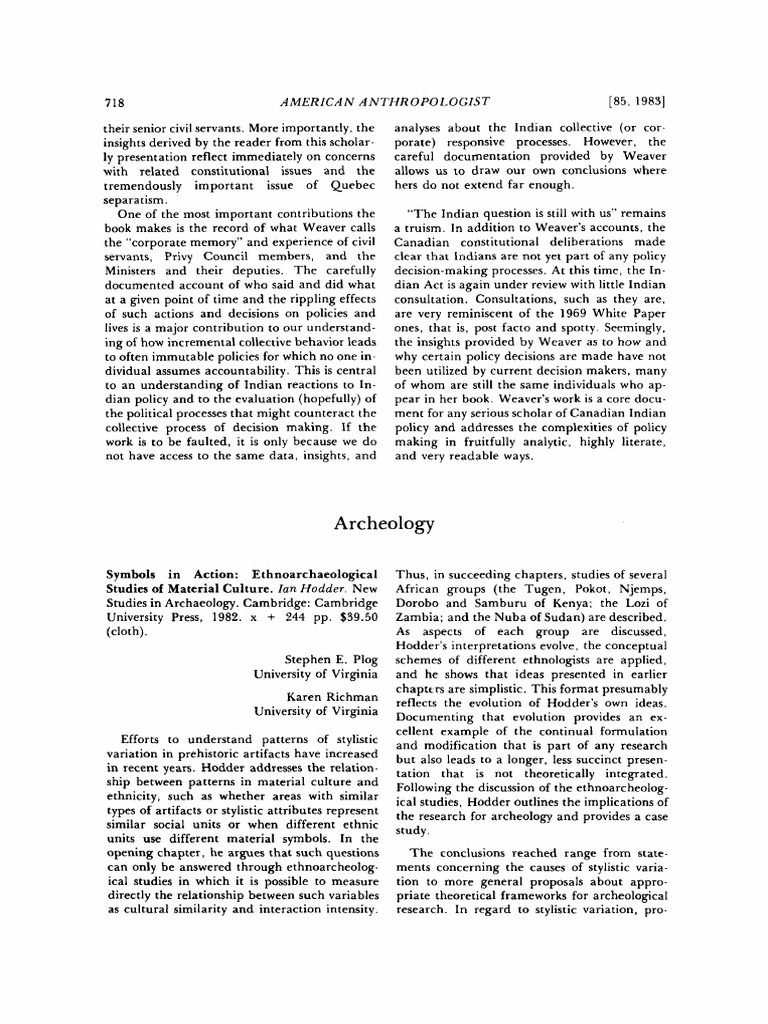 Hodder, Symbols in Action | PDF | Theory | Archaeology