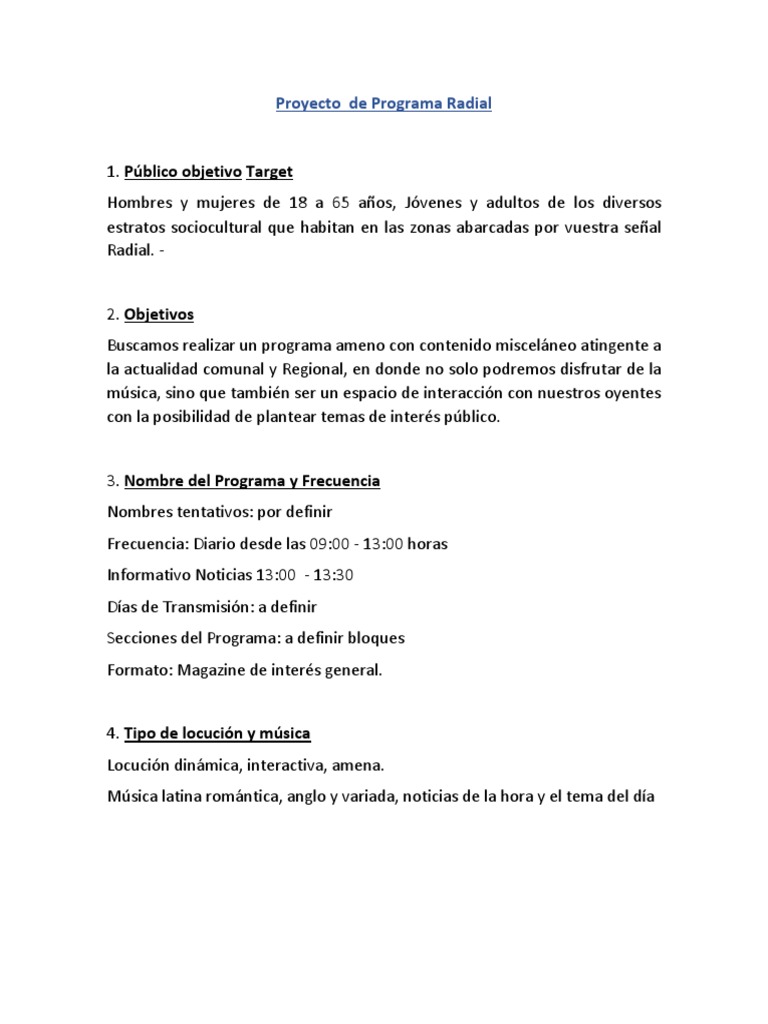 Modelo de Programa Radial Matinal | Descargar gratis PDF | Radio | Science