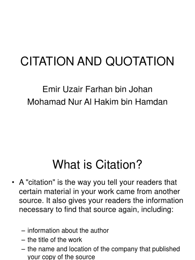 Citation and Quotation Guide | PDF | Citation | Reference