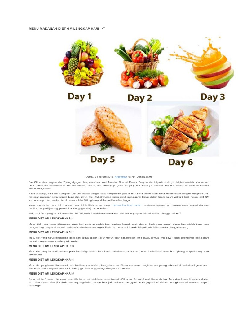 Menu Makanan Diet Gm Lengkap Hari 1 Menu Makanan Diet Gm Lengkap Hari 1