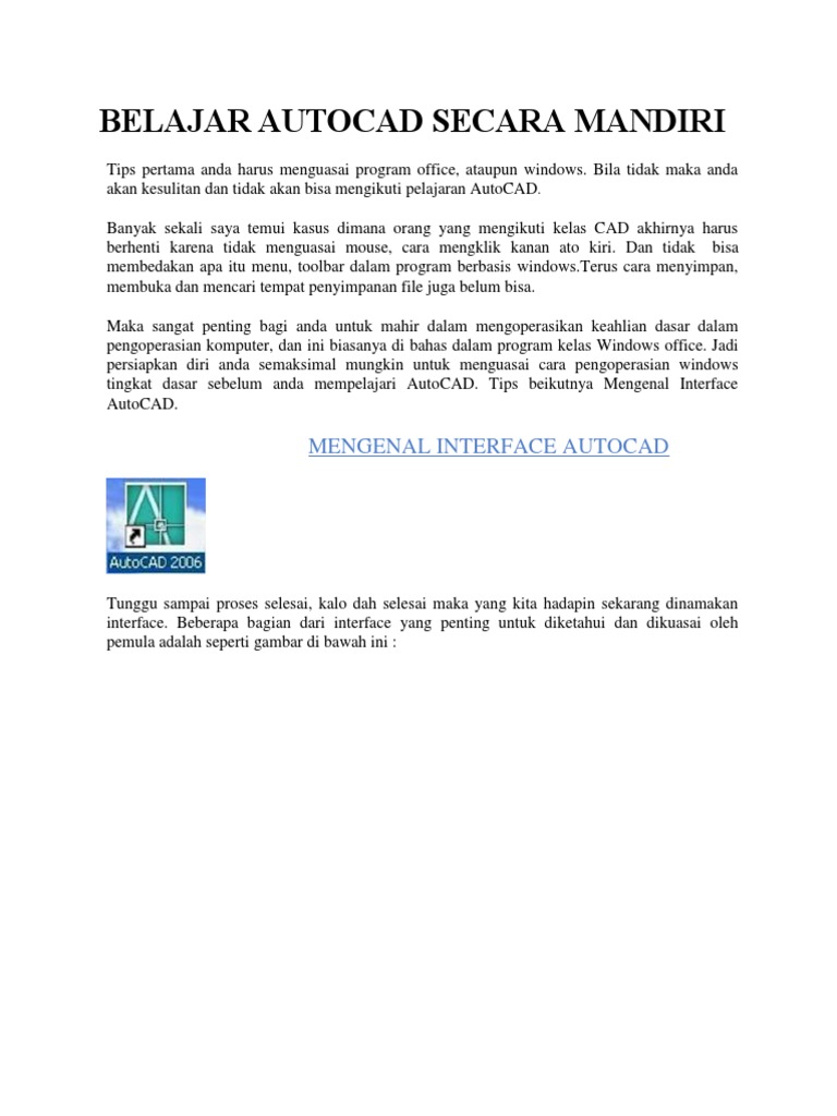 Panduan Belajar AutoCAD untuk Pemula | PDF | Teknologi & Rekayasa