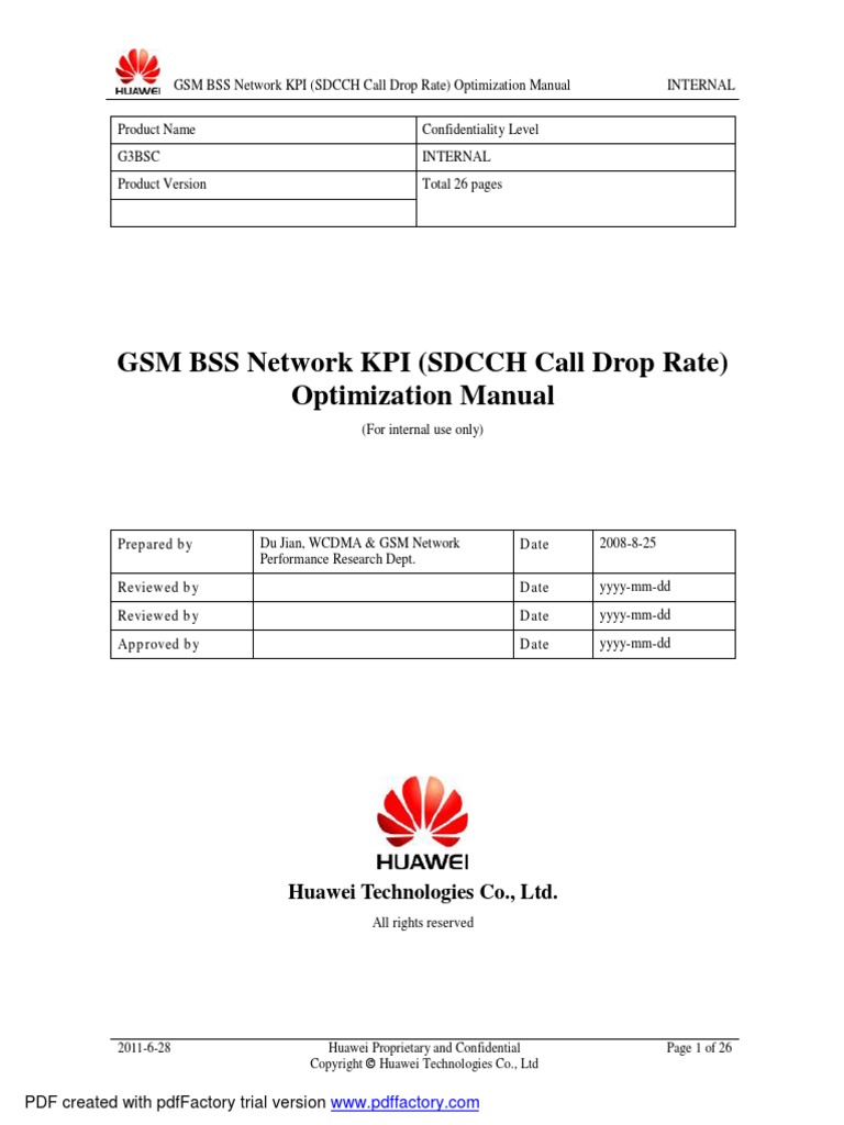 GSM BSS Network KPI (SDCCH Call Drop Rate) Optimization Manual