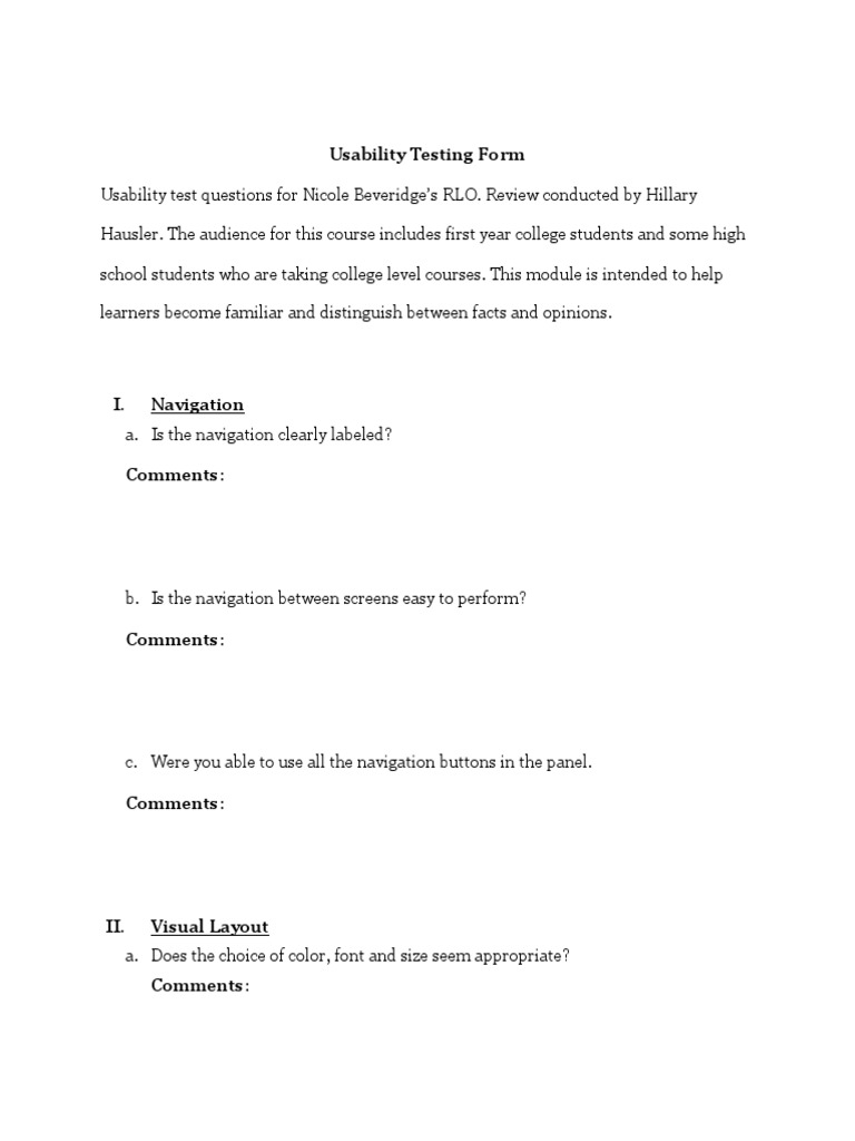 Usability Testing Form | PDF | Career & Growth | Social Science