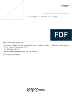 Préparatifs D'un Texte: La Fabrique Du Pré de F. Ponge