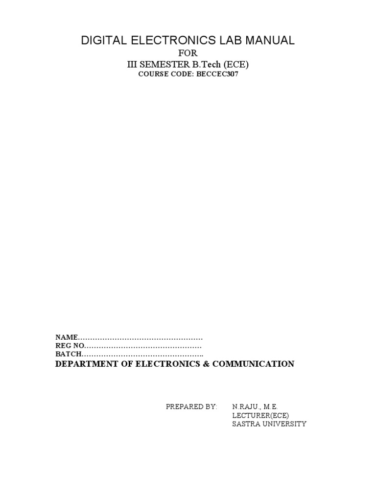 Digital Electronics Lab Manual | PDF | Logic Gate | Integrated Circuit