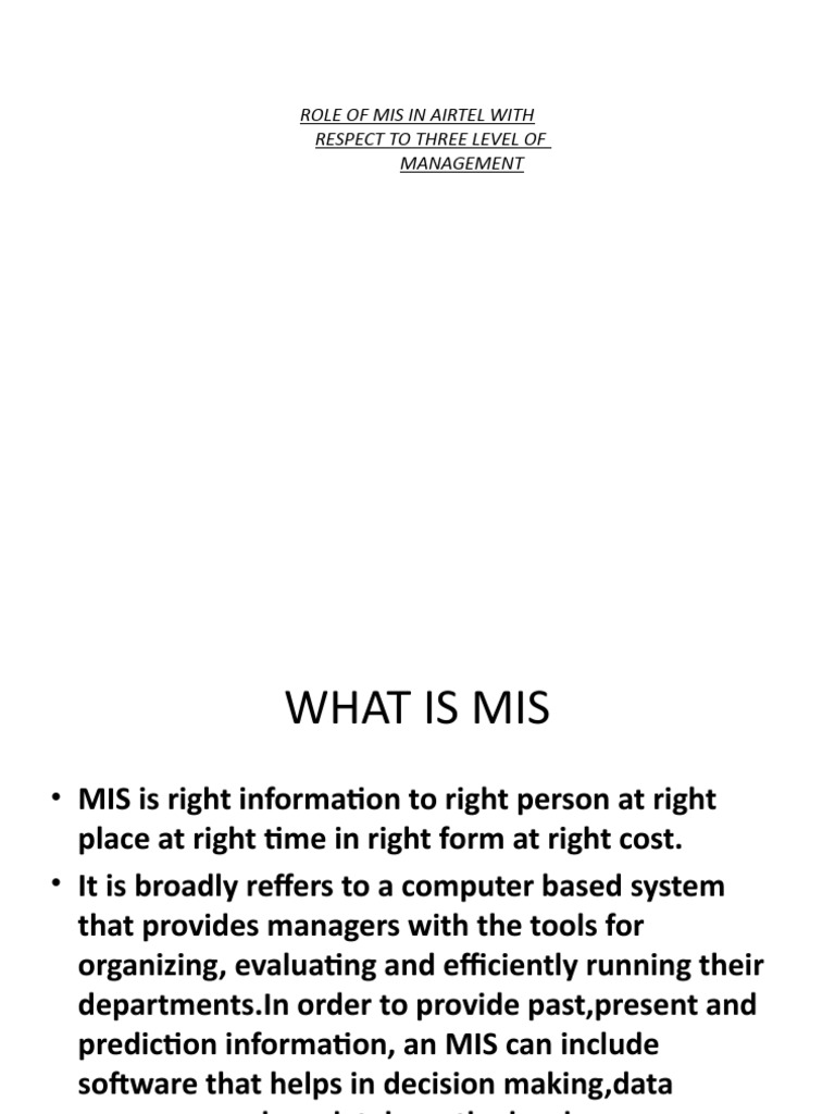 MIS Roles in Airtel's Management Levels | PDF