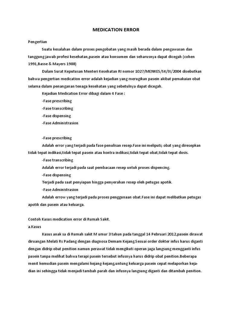 Kesalahan Pengobatan di RS | PDF