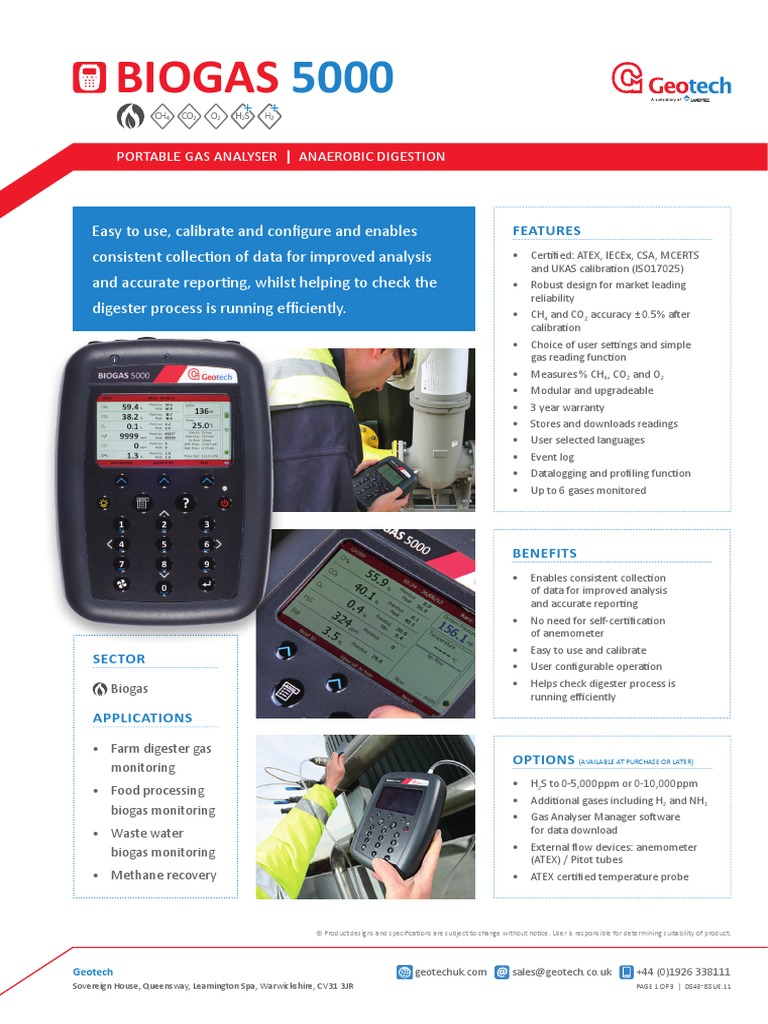 BIOGAS 5000 Datasheet PDF Biogas Anaerobic Digestion