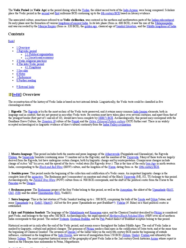 Vedic Period: Timeline and Overview | PDF | Vedas | Sutra