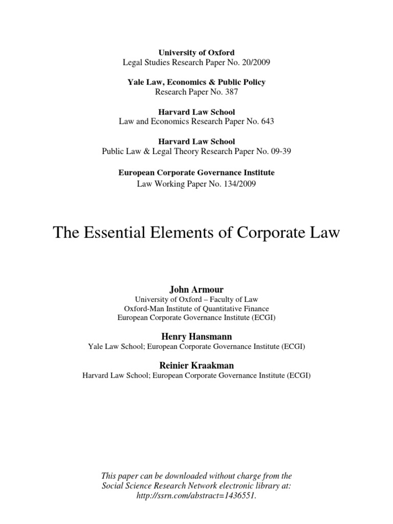 The Essential Elements Of Corporate Law Corporations - 
