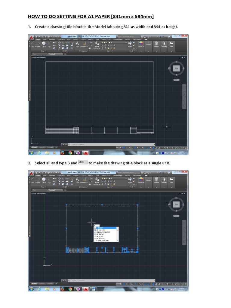A1 Paper Size Title Block Setup | PDF | Teaching Methods & Materials