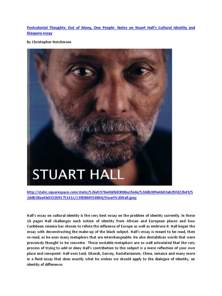 Postcolonial thoughts out of many one people notes on stuart hall s