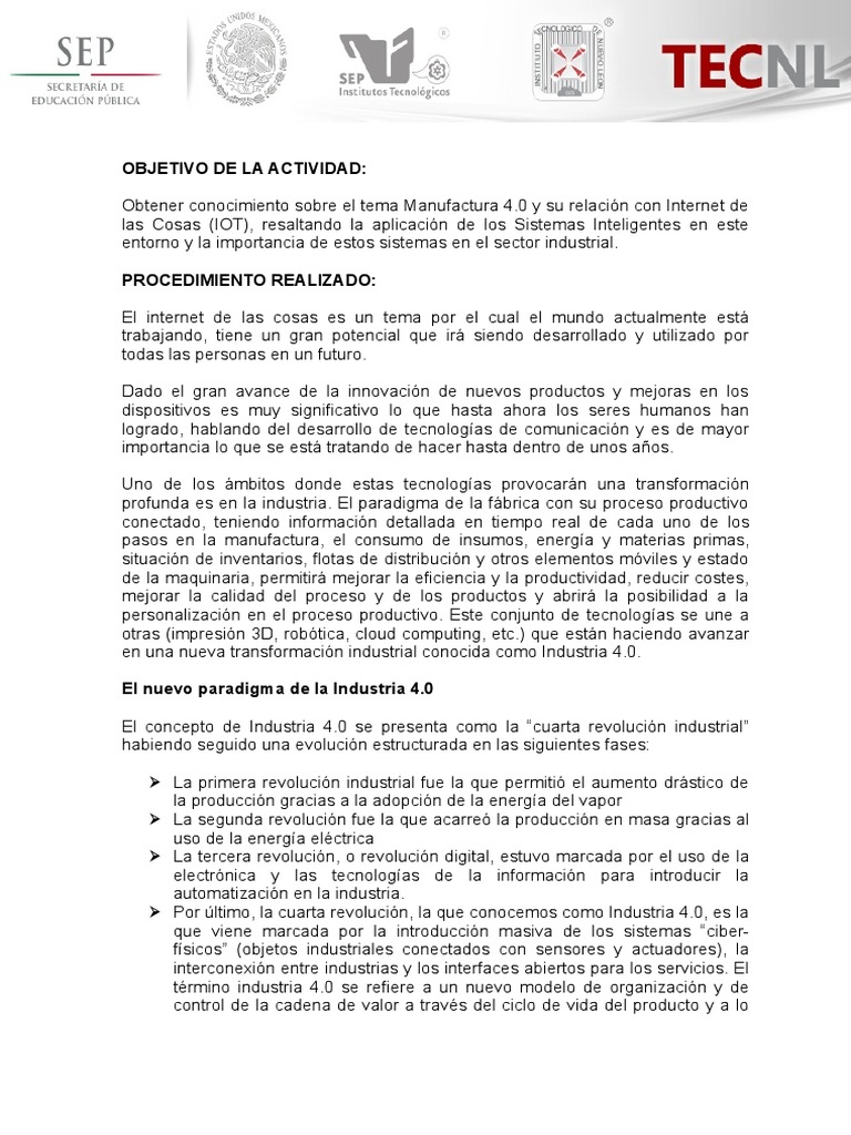 Industria 4.0 y IoT: Transformación Industrial | PDF | Internet de las ...