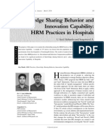 Knowledge Sharing Behavior and Innovation Capability: HRM Practices in Hospitals