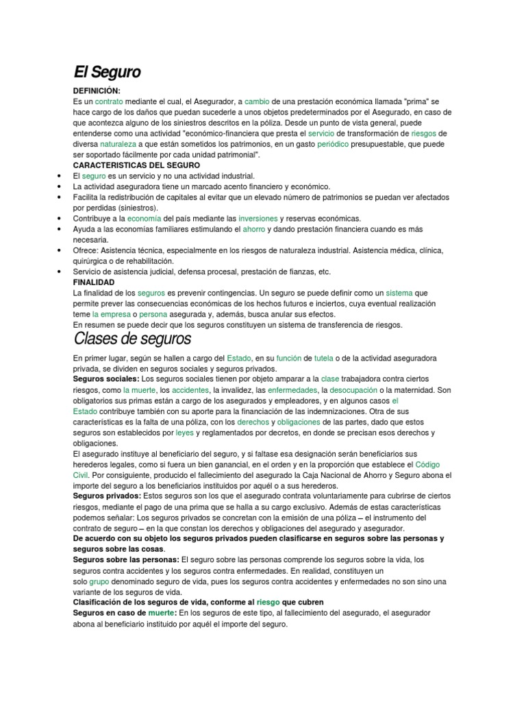Definición y Tipos de Seguros | PDF | Póliza de seguros | Seguro