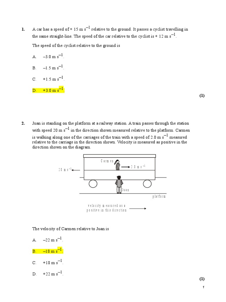 Relative Velocity Problems Explained | PDF | Speed | Physical Phenomena