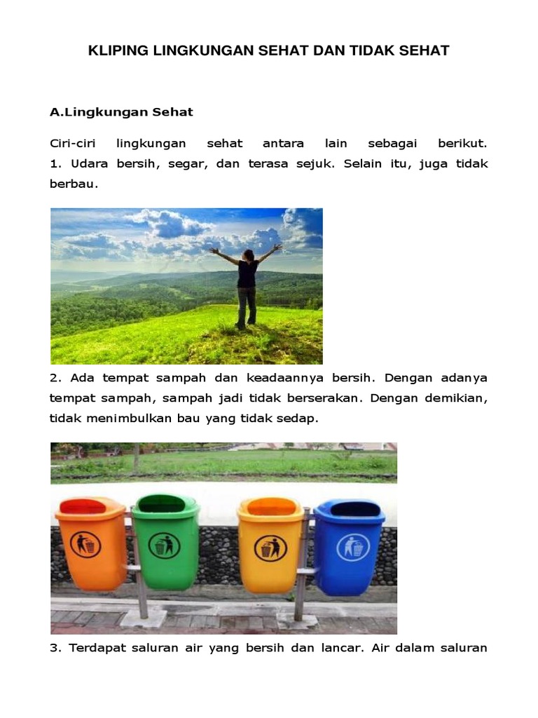 Kliping Lingkungan Sehat Dan Tidak Sehat