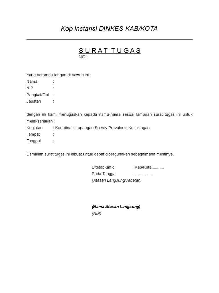 Contoh Surat Tugas Ojt
