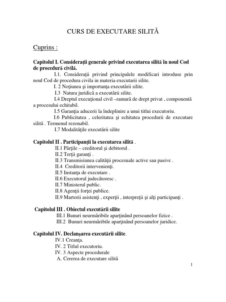 Curs De Executare Silita Pdf