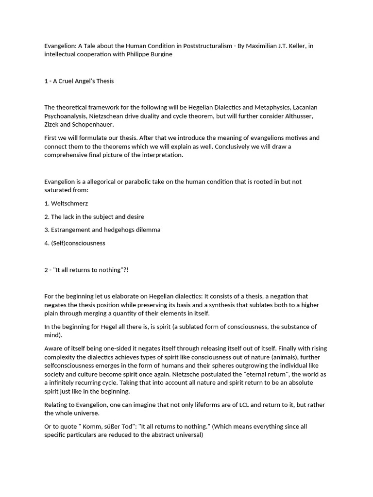 Evangelion A Tale About The Human Condition in Poststructuralism PDF