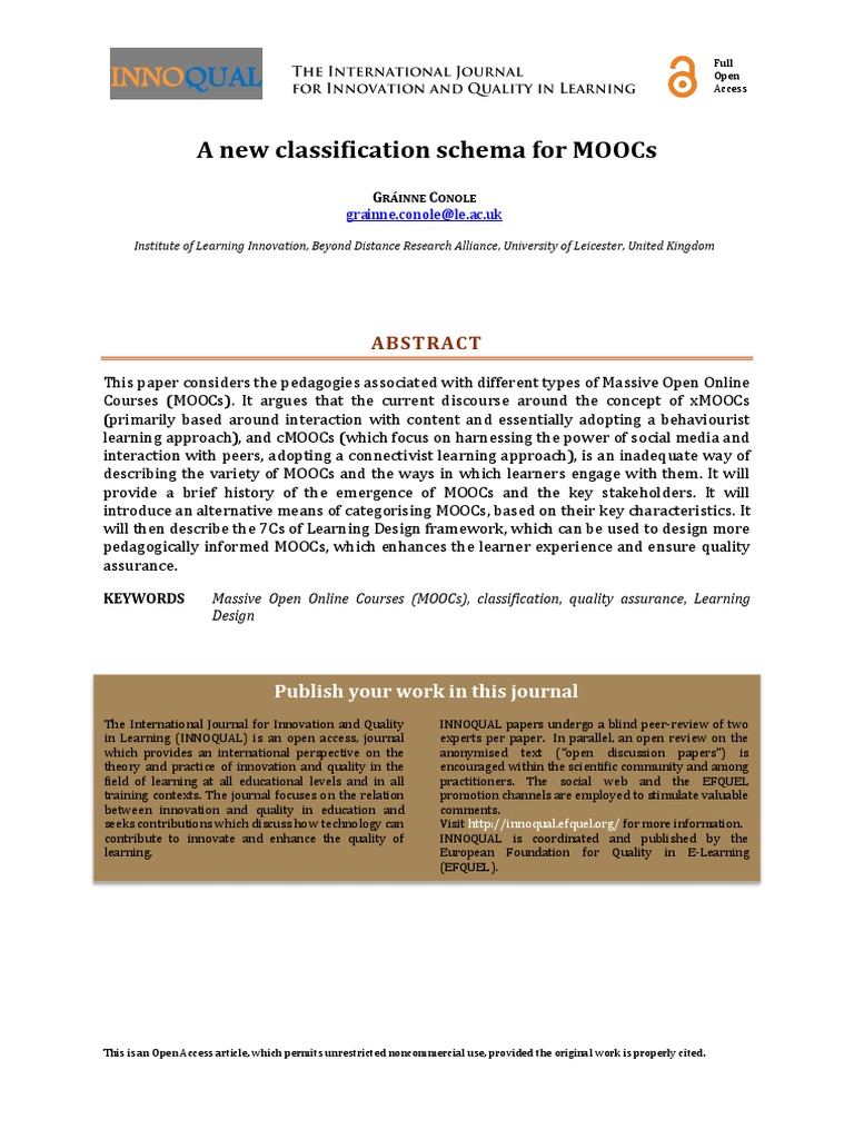 MOOC Classification for Educators | PDF | Massive Open Online Course ...