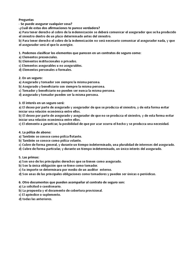 Conceptos Clave en Contratos de Seguro | PDF | Póliza de seguros | Seguro