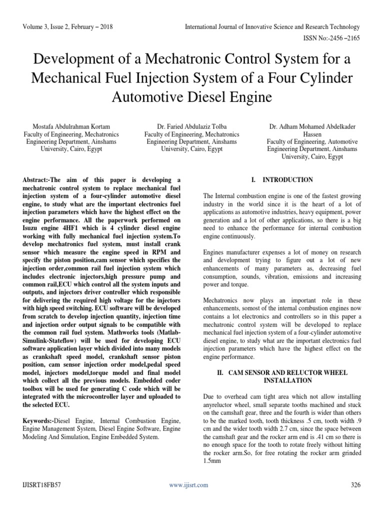 Development of A Mechatronic Control System For A Mechanical Fuel