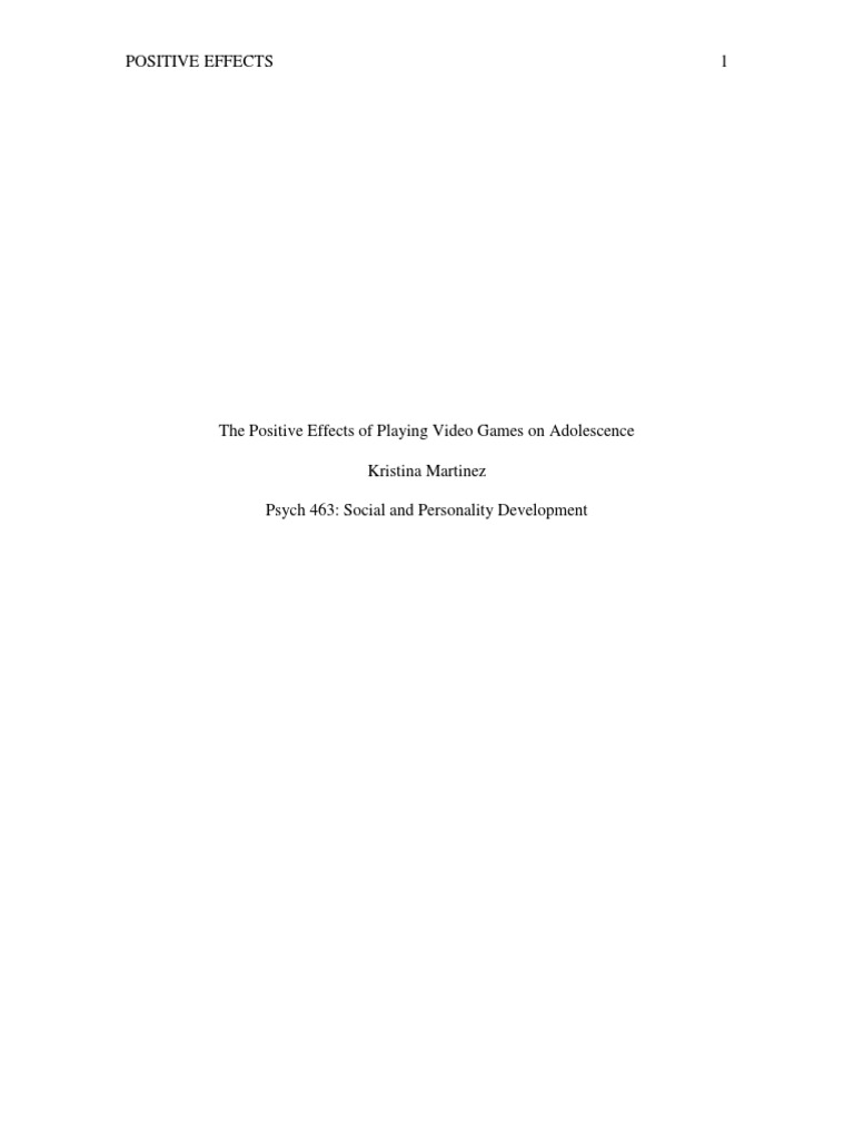 The Positive Effects Of Playing Video Games PDF Aggression Violence