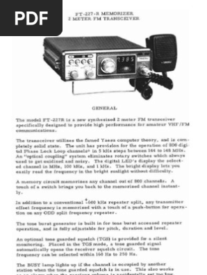 【取扱説明書のみ】YAESU FT-227 OPERATING MANUAL 取扱説明書のみ】YAESU FT-227 OPERATING MANUAL アマチュア無線