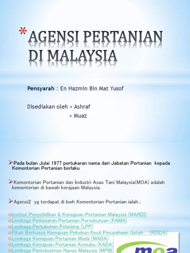 Agensi Pertanian Di Malaysia Pdf
