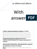 Quiz 2 On Alkane and Alkene: With Answers
