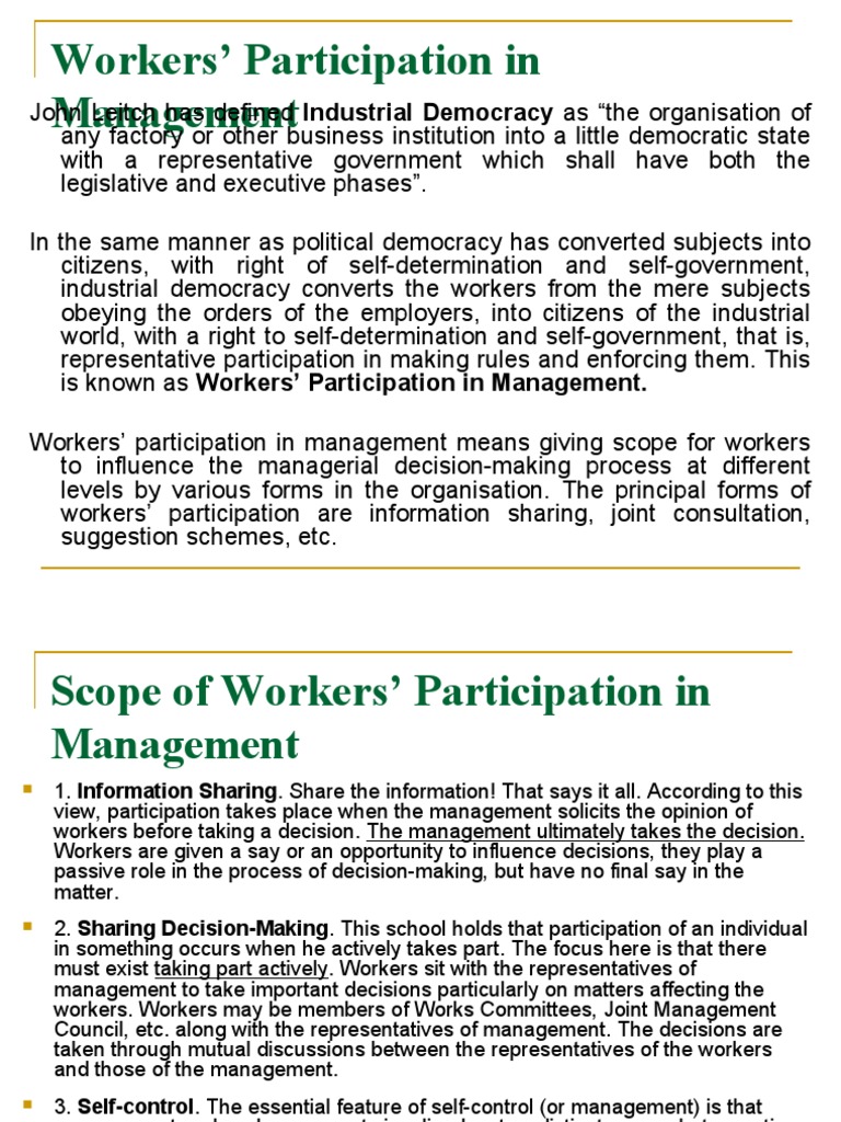 Workers' Participation in Management | PDF
