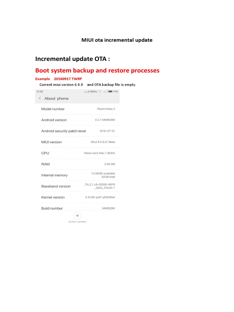 Incremental Update OTA:: Boot System Backup and Restore Processes | PDF
