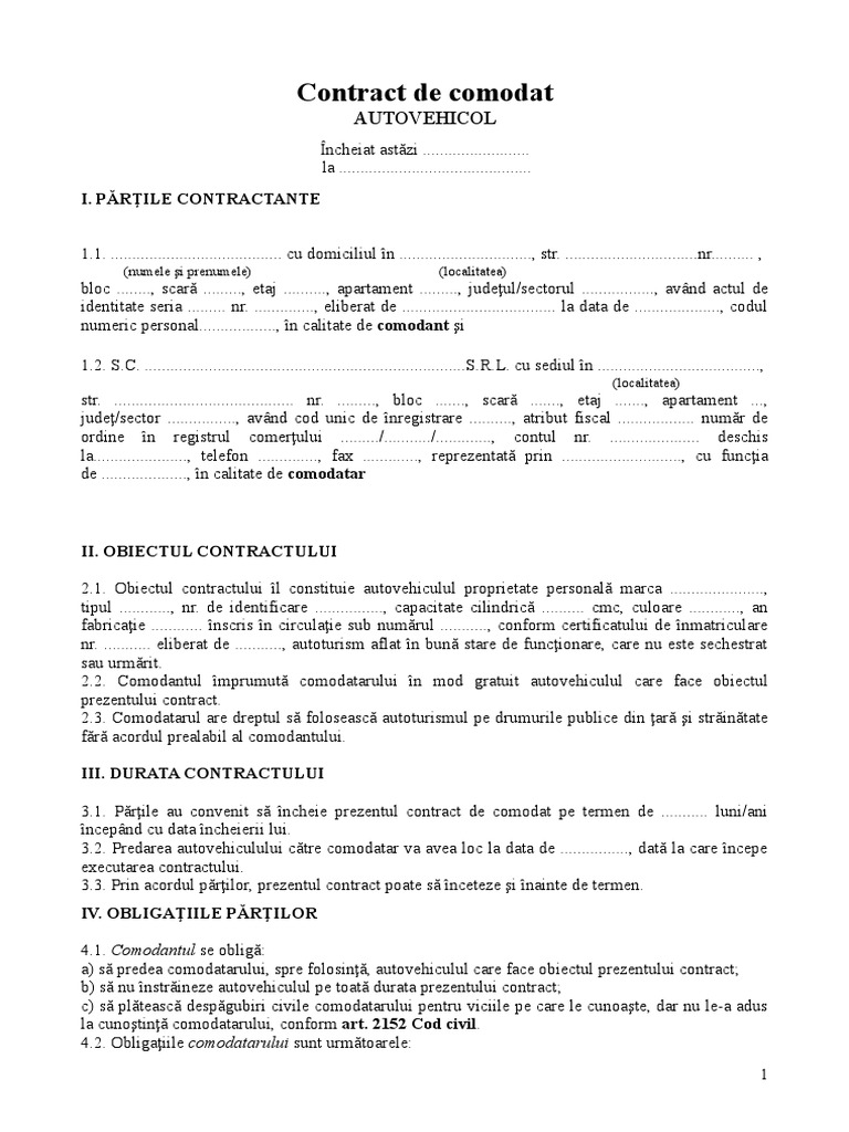 14contract de Comodat AUTO | PDF