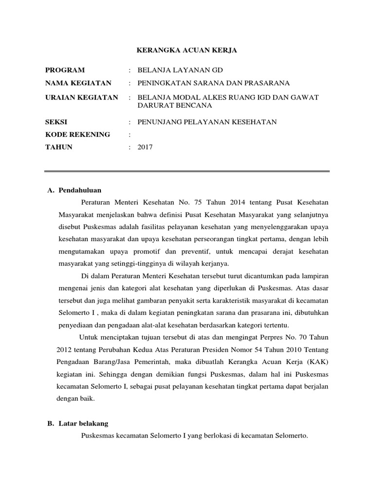 Kerangka Acuan Kerja | PDF